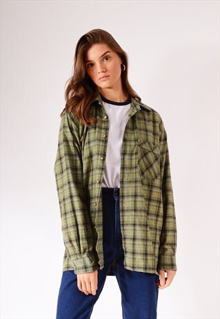 VINTAGE CHECK FLANNEL SHIRT GREEN