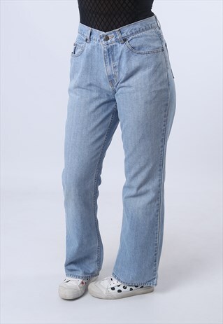 HIGH WAISTED DENIM JEANS BOOT CUT VINTAGE UK 12 (E95G)