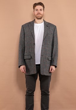 Vintage 00's Men Harris Tweed Blazer Jacket in Grey