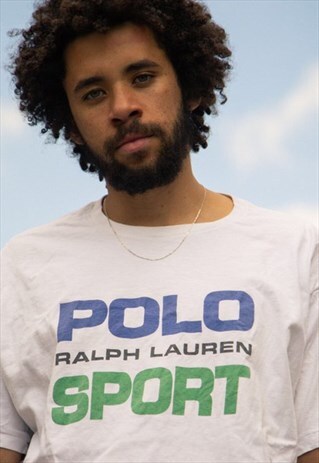 VINTAGE RALPH LAUREN POLO SPORT T-SHIRT WHITE, BLUE & GREEN