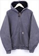 Vintage Carhartt Hoodie Grey Zip Up Hooded With Logo Tab 90s