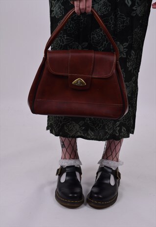 VINTAGE 60'S VINYL OVERSIZED BROWN GRANNY BAG