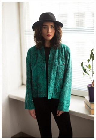 VINTAGE 80'S GREEN PATTERNED JACKET