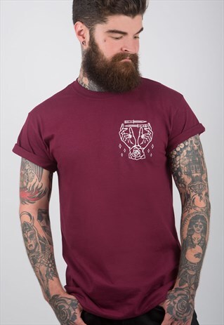 HANDS & KNIVES MAROON T-SHIRT