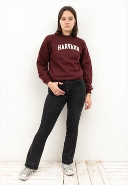 Harvard Uni Pullover Jumper Sweatshirt Burgundy Collage Top