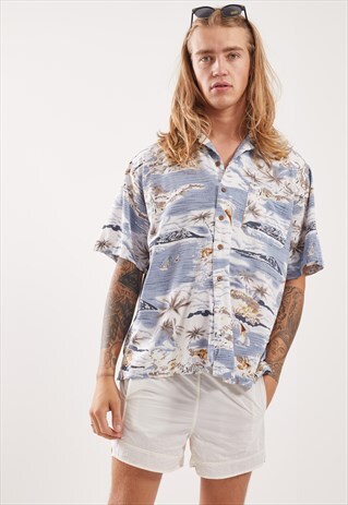 VINTAGE HAWAIIAN PATTERNED FESTIVAL SHORT SLEEVE SHIRT