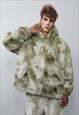 TIE-DYE FLEECE JACKET DETACHABLE FAUX FUR FEST BOMBER CREAM