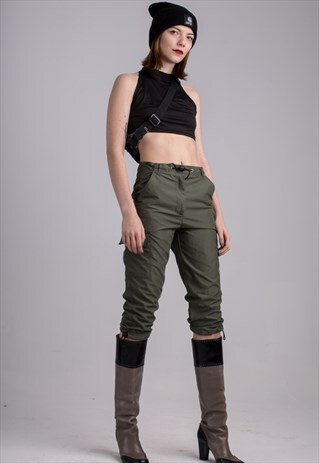 VINTAGE KHAKI SPORT NYLON TROUSERS