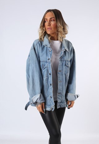 DENIM JACKET OVERSIZED FITTED VINTAGE UK 22 (C5P)