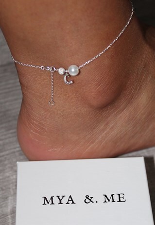 "C" INITIAL ANKLET 925 STERLING SILVER