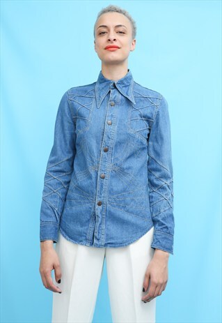 70S VINTAGE WESTERN DENIM SHIRT