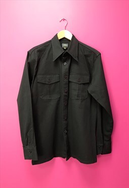 Shirt Jacket Black Thick Cotton Long Sleeved 