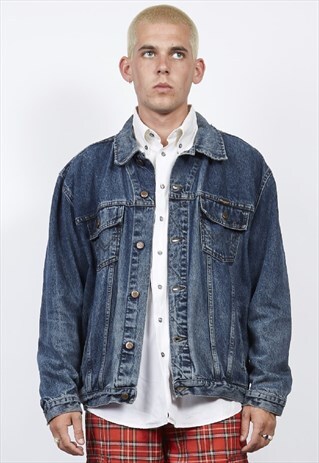 VINTAGE 90'S WRANGLER WASHED INDIGO DENIM JACKET
