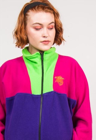 VINTAGE 90'S NEON MULTICOLOUR FLEECE JACKET