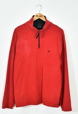 Vintage Nautica Quarter Zip Sweater Red XLarge