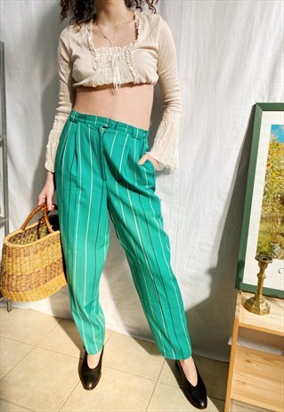 VINTAGE 80S STRIPED BASLER PARISIAN TAPERED TROUSERS PANTS