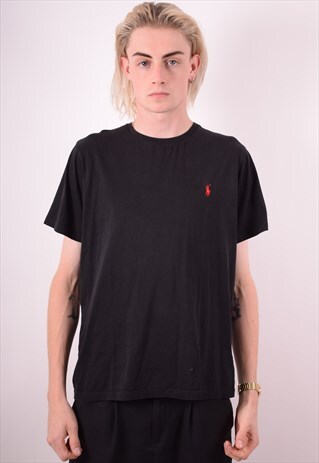 POLO RALPH LAUREN MENS VINTAGE T-SHIRT TOP LARGE BLACK 90S