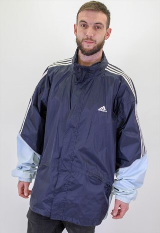 VINTAGE ADIDAS WINDBREAKER JACKET IN BLUE XXL
