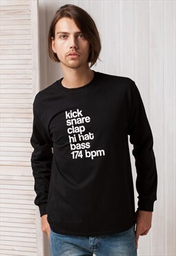 DJ Kick Snare 174 BPM Drum & Bass Long Sleeve T Shirt Tee
