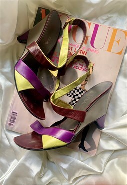 Y2k Prada peep toe sandals in purple & green 