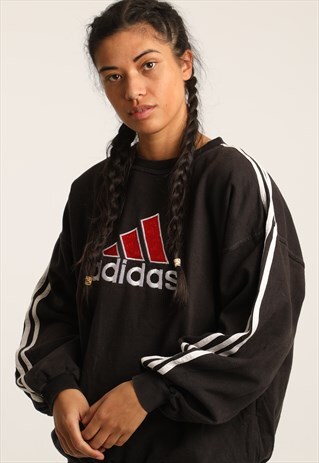 90S ADIDAS EMBROIDERED LOGO SPELL OUT SWEATSHIRT