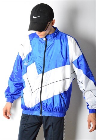 VINTAGE 90S BLUE WHITE SHELL TRACK JACKET