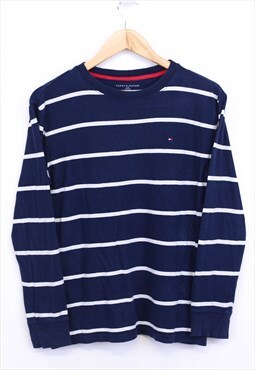 Vintage Tommy Hilfiger T Shirt Navy Long Sleeve Striped 90s