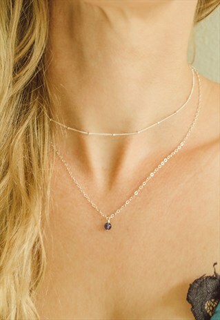 LAYERED AMETHYST CRYSTAL CHOKER NECKLACE IN STERLING SILVER