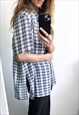 VINTAGE SEXLESS OVERSIZED PLAID SHORT SLEEVED SHIRT - L