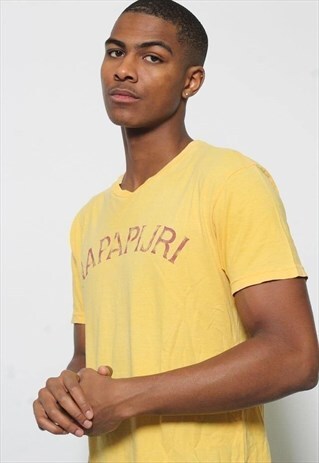 VINTAGE NAPAPIJRI SPELLOUT T-SHIRT YELLOW