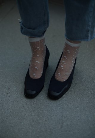 VINTAGE 80'S NAVY MID HEELED SHOES