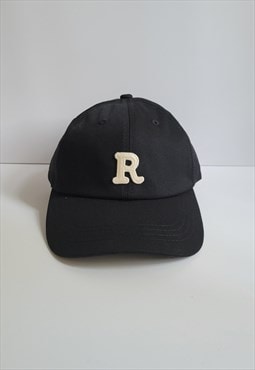 Black Cotton Letter R Baseball Cap Adjustable Trucker Hat