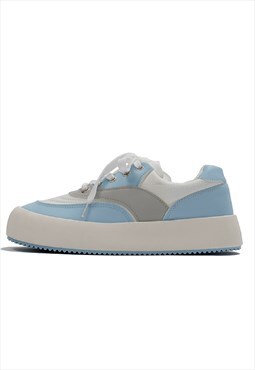 Retro classic Platform sneakers flat sole trainers in blue