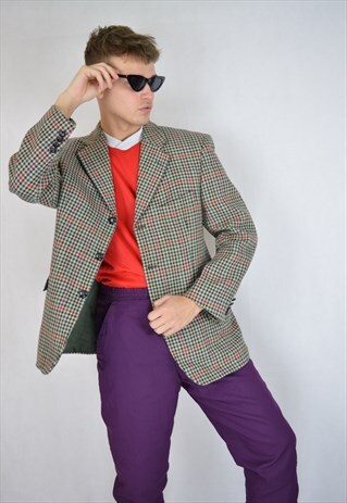 VINTAGE MULTICOLOUR CHECKERED RAVE BLAZER
