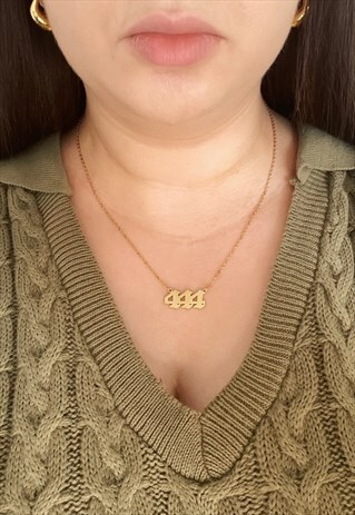 ANGEL NUMBER 444 18K GOLD PLATED NECKLACE GOLD FINISH