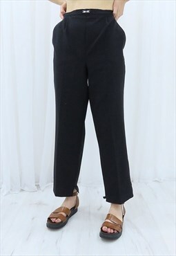90s Vintage Black High Waisted Trousers