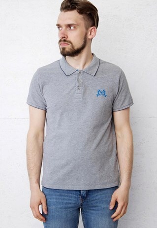 90S VINTAGE GREY ELLESSE POLO SHIRT