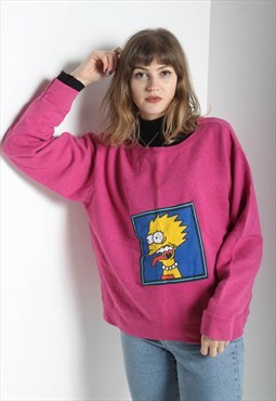 Vintage The Simpsons Cartoon Graphic Sweatshirt pink