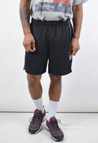 KAPPA MENS VINTAGE SHORTS MEDIUM BLACK 90S