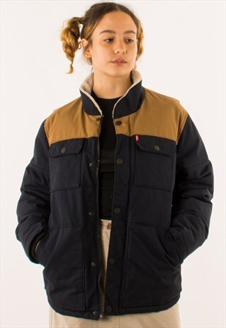 VINTAGE NAVY LEVI'S PUFFER COAT JACKET