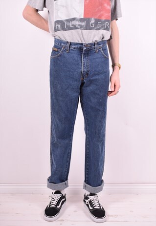 WRANGLER MENS VINTAGE JEANS W34 L34 BLUE 90'S