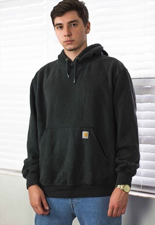VINTAGE CARHARTT HOODIE SWEATSHIRT LOGO 90S L 33.8