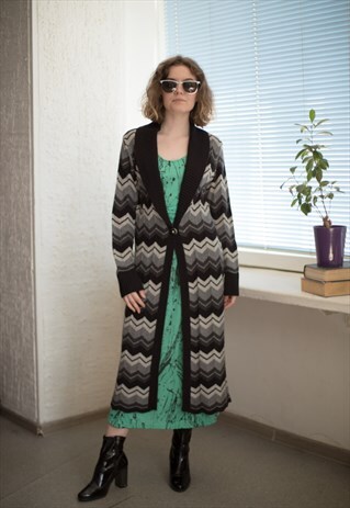 VINTAGE 90'S GREY PATTERNED CARDIGAN