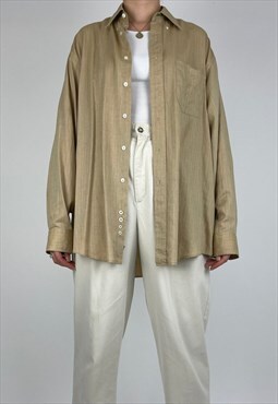 Vintage Shirt Tommy Hilfiger 90s Oversized Cotton Beige 