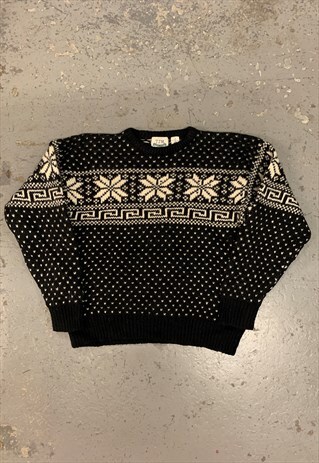 VINTAGE ABSTRACT KNITTED JUMPER FUNKY PATTERNED GRANDAD KNIT