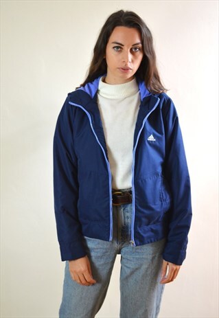 1990S VINTAGE ADIDAS FLEECE LINED NAVY BLUE JACKET