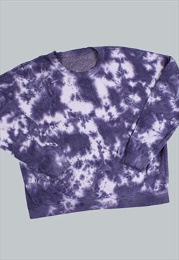 Vintage 90's Sweatshirt Purple Tie-dye Jumper Medium
