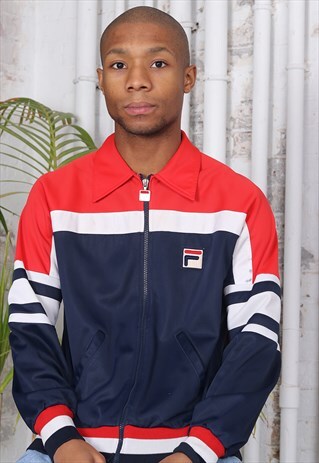 VINTAGE FILA FULL ZIP JACKET BLUE RED