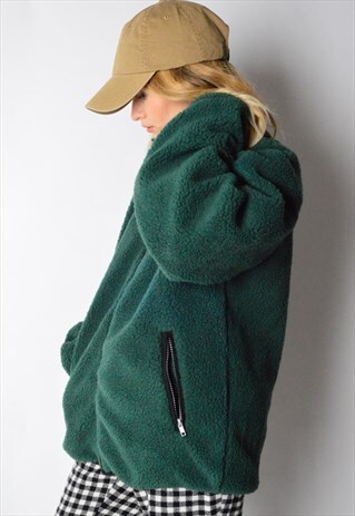 VINTAGE 90S GREEN TEDDY BEAR FLEECE JACKET