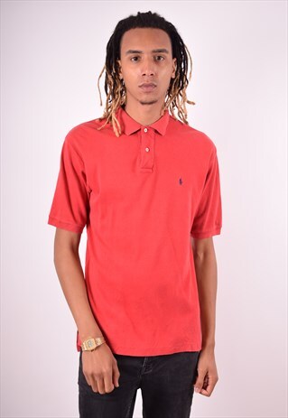POLO RALPH LAUREN MENS VINTAGE POLO SHIRT MEDIUM RED 90S